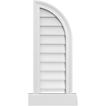 Ekena Millwork Quarter Round Top Right Surface Mount PVC Gable Vent w/ 2"W x 2"P Brickmould Sill Frame, 12"W x 32"H GVPQR12X3203SN
